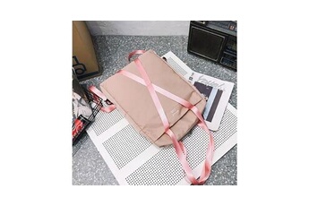 cartables scolaires generique mode femmes nylon solide couleur capacité étudiant sac à dos voyage couple sac - rose