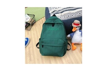 cartables scolaires generique sac d'école de sac à dos décontracté en nylon imperméable de couleur unie de grande capacité - vert