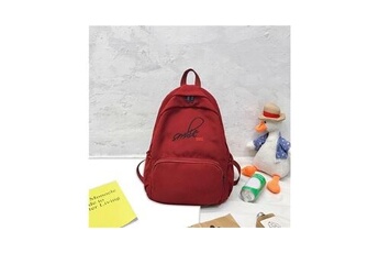 cartables scolaires generique sac d'école de sac à dos décontracté en nylon imperméable de couleur unie de grande capacité - rouge