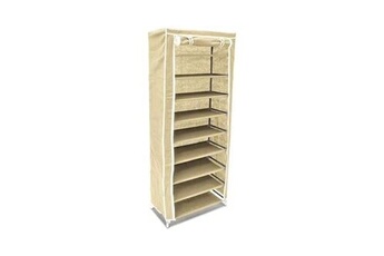 armoire helloshop26 armoire étagères à chaussures en tissu pliante 36 paires de chaussures beige 13_0000255_2