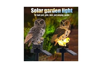 eclairage extérieur solaires generique 2pcs led garden lights veilleuses solaires en forme de hibou lampe pelouse à énergie solaire - marron