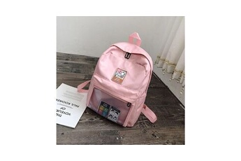 cartables scolaires generique sac d'école de sac à dos décontracté en nylon imperméable de couleur unie de grande capacité - rose