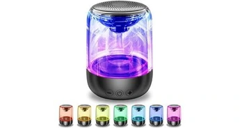 Enceinte sans fil Chronus mini haut-parleur bluetooth avec stéréo en verre 7 couleurs réglable et lumineuse(noir)