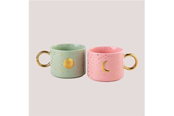 tasse et mugs sklum pack de 2 tasses en porcelaine 40 cl odila multicolore fresh 7,5 - 14,5 cm