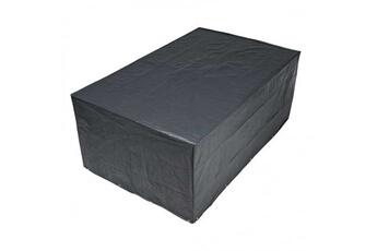 housse de protection pour table rectangulaire et chaises de jardin h90 x 325 x 205 cm gris foncé