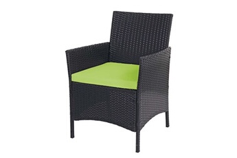 2x fauteuil de jardin halden en polyrotin anthracite, coussin vert