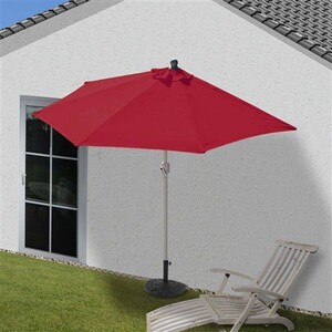 Parasol Jardin Et Marché Mendler Florida - 3,5 M En Bois Et Polyester Bordeaux - Résistant UV 50 - Huit Baleines - Idéal Terrasse