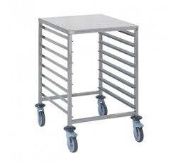 Chariot à glissières GN 2/1 8 niveaux avec tablette Tournus - Inox