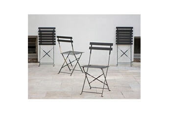 chaise de jardin no-name chaises de jardin acier pliantes (lot de 2) pop gris