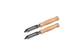 ustensile de cuisine fackelmann lot de 2 éplucheurs à asperges manche en bois ref 9982150