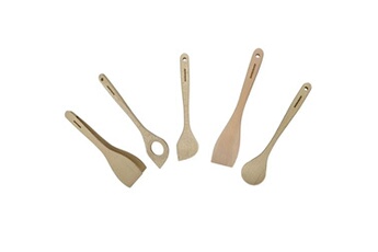 ustensile de cuisine fackelmann ensemble de pince, spatule et cuillères en bois fsc eco friendly ref 9990050