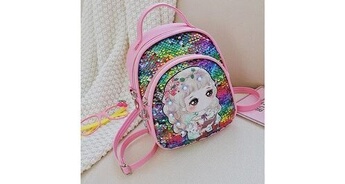 Mode tendance paillettes sac en cuir mignon enfants sac à bandoulière sac messager - multicolore