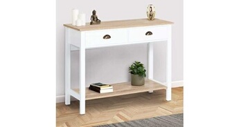 Console D'Entrée PHOENIX 100 Cm - Style Industriel Bois & Blanc - Meuble Étagère Design