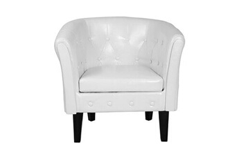 fauteuil chesterfield en simili cuir et bois avec éléments décoratifs touffetés chaise cabriolet meuble de salon blanc 01_0000105