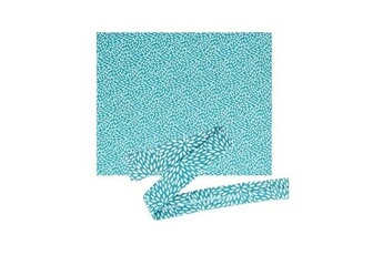 torchon artemio tissu 55 x 45 cm & biais de couture 3 m x 2 cm - bleu clair à pétales blancs