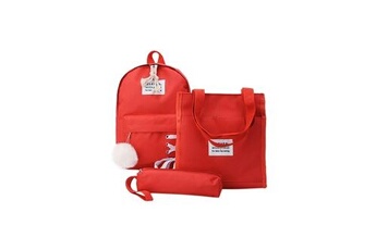 cartables scolaires generique sac à dos pour enfants élèves sac d'école sac à crayons tutoriel sac à main sac à dos 3 pièces - rouge