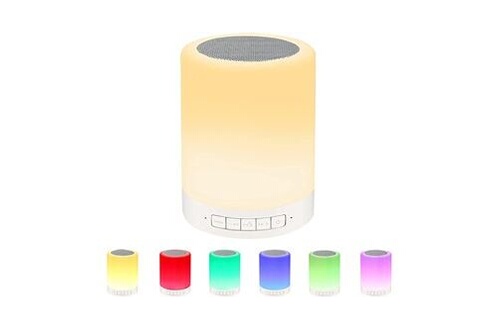 Enceinte sans fil Chronus Lampe de chevet tactile avec haut-parleur  bluetooth, 7 couleurs à commuter, blanc