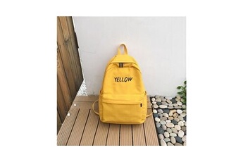 cartables scolaires generique sac d'école de sac à dos décontracté en nylon imperméable de couleur unie de grande capacité - jaune