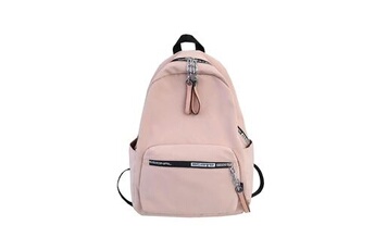 cartables scolaires generique sac d'école de sac à dos décontracté en nylon imperméable de couleur unie de grande capacité - rose