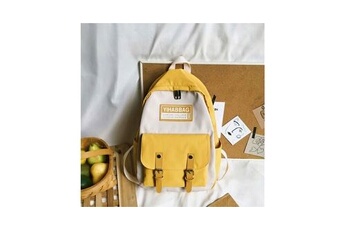 cartables scolaires generique sac d'école de sac à dos décontracté en nylon imperméable de couleur unie de grande capacité - jaune