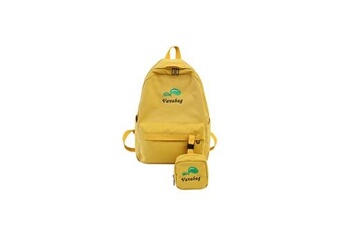 cartables scolaires generique sac pour femme sac à dos mode grande capacité sac à dos de couleur unie - jaune