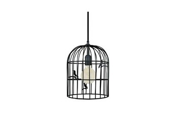 lustre tosel cage oiseaux - suspension lanterne métal noir