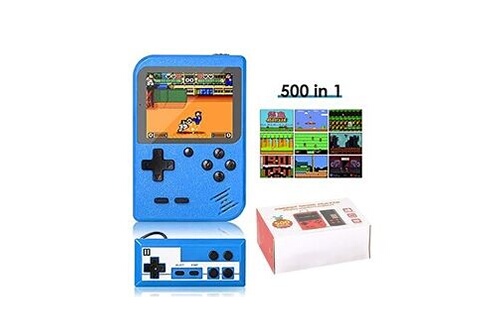 Rétro mini console de jeu vidéo tenue dans la main 500 jeux classiques  intégrés pour les enfants - bleu