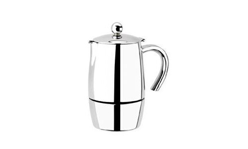 Cafetière Italienne BRA Elegance 10 Tasses - Acier Inox 18/10, Induction, Design Rouge & Gris