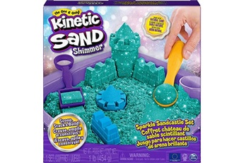 autres jeux créatifs spin master kinetic sand coffret château de sable scintillant petrol (454g)