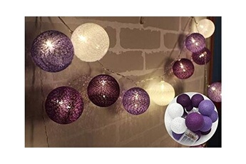 guirlande lumineuse intérieur generique guirlande lumineuse à piles - 3,3 m - 20 boules led - pour intérieur - éclairage de noël - décoration pour mariage, chambre, maison, fête (violet)