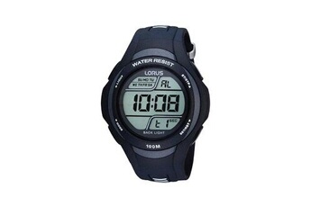 montre lorus - r2305ex9 - montre homme - quartz digital - alarme/chronomètre/eclairage - bracelet caoutchouc noir