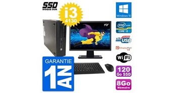 Pc 600 g1 sff ecran 19" intel core i3-4130 ram 8go ssd 120go windows 10 wifi