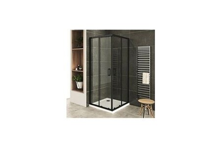Porte de douche Saniverre Lanablack+ porte de douche d'angle h 180 cm transparent 100 x 100 cm coulissante
