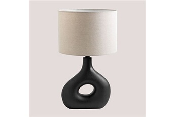lampe à poser sklum lampe de table en céramique bycui noir 50,5 cm
