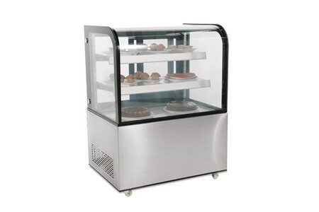 Réfrigérateur multi-portes Polar Vitrine inox réfrigérée positive de présentation 270 Litres, sur roulettes, noire, 480 W, 220 V - MONO