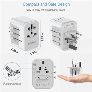 Adaptateur Prise USA 4 En 1 - 2 Prises + 2 Ports USB 2,4A - Pour Canada, Mexique, Thaïlande, République Dominicaine...