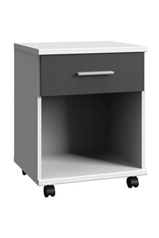 caisson et casier de bureau pegane caisson mobile à tiroirs coloris blanc, rechampis graphite - longueur 46 x hauteur 58 x profondeur 40 cm--