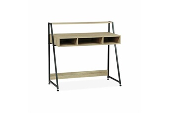 bureau droit sweeek bureau - loft - 3 casiers de rangement - 1 étagère - décor bois et métal - l 100 x l 48 x h 945cm