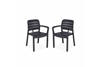 2 fauteuils de jardin en résine plastique injectée graphite - tisara