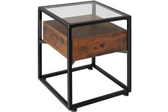 table de chevet tectake table de chevet preston 43x45x54,5cm - bois foncé industriel, rustique