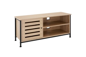 meubles tv tectake meuble pour téléviseur galway 110x41,5x50,5cm - bois clair industriel, chêne sonoma