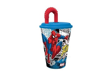vaisselle guizmax gobelet avec paille spiderman enfant verre en plastique reutilisable -