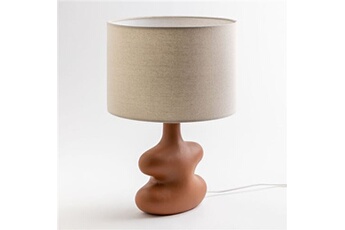 lampe à poser sklum lampe de table en lin masaya rouille 43,5 cm