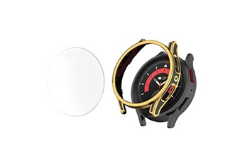 accessoires bracelet et montre connectée generique coque en tpu anti-chute pour votre samsung galaxy watch 5 44mm/watch4 44mm - noir/rose or