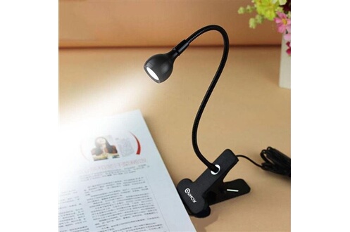 Qumox Lampe de lecture à clip rechargeable port USB LED Rechargeable et Flexible / Lampe de Chevet, Lumière Clip