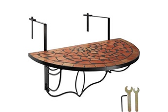 table de jardin tectake table de balcon rabattable 75 x 65 x 62 cm - marron terracotta