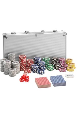 Poker Tectake Coffret, Malette, Set de Poker - argent - 300 pièces