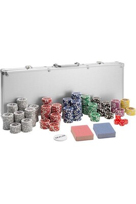 Poker Tectake Coffret, Malette, Set de Poker - argent - 500 pièces
