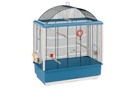 Cage à oiseaux Ferplast Cage pour canaris et autres petits oiseaux exotiques PALLADIO 4, Design élégant avec toit panoramique, accessoires et mangeoires tournantes, métal