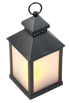 lanterne lunartec : lanterne à led effet flamme avec minuteur - noir